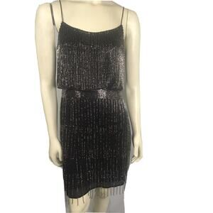 Adrianna Papell Flapper Style Dress Great Gatsby Beaded 2 Christmas NYE